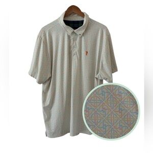 William Murray Polo Shirt Mens XL Pastel Geometric Golf Print Tennis Performance